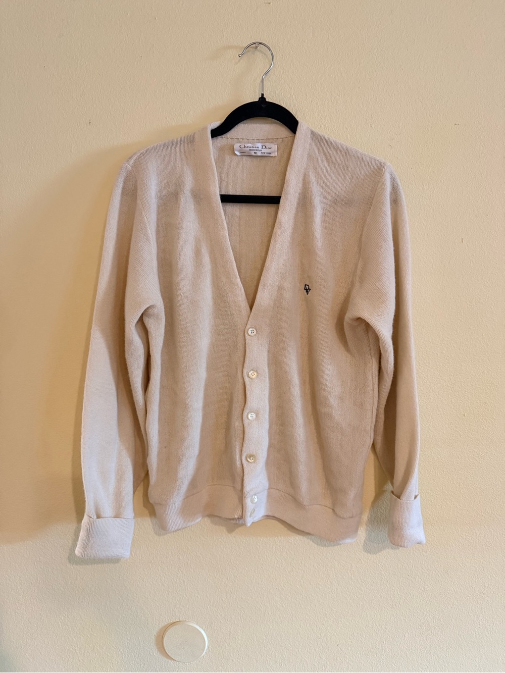 Christian Dior Men’s Beige V-Neck Button Cardigan Vintage size medium